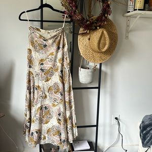 Anthropology skirt with side slit floral pattern